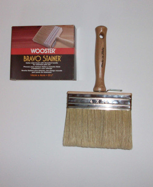 4 3/4 Wooster Bravo Stainer #F5119, stain, brushes, semi transparent,  staining, i wood care, sashco, perma chink, Paint Brushes – I Wood Care